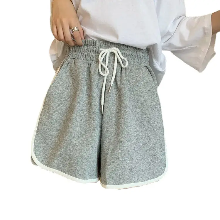 Women Black Cotton Drawstring Shorts 2025 Summer
