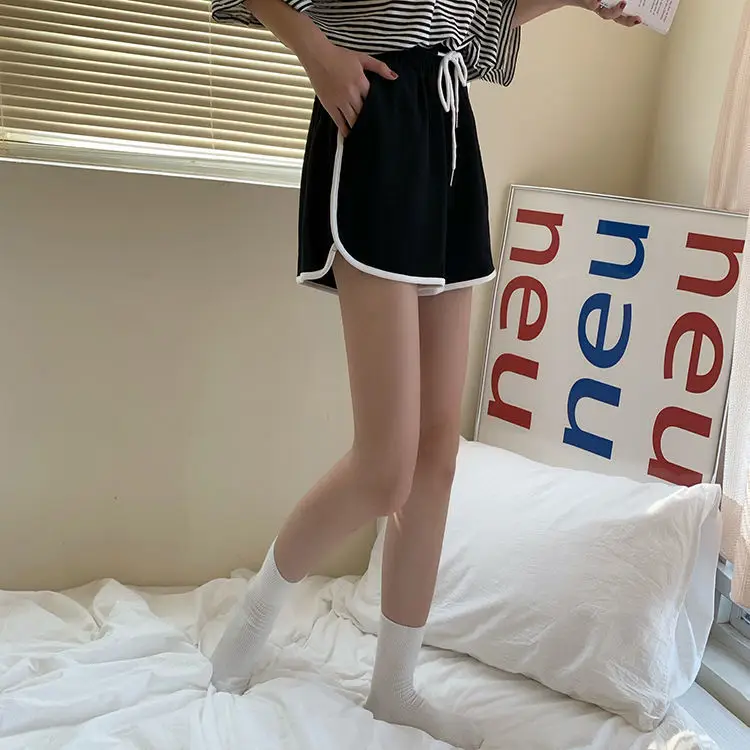 Women Black Cotton Drawstring Shorts 2025 Summer — feature 10