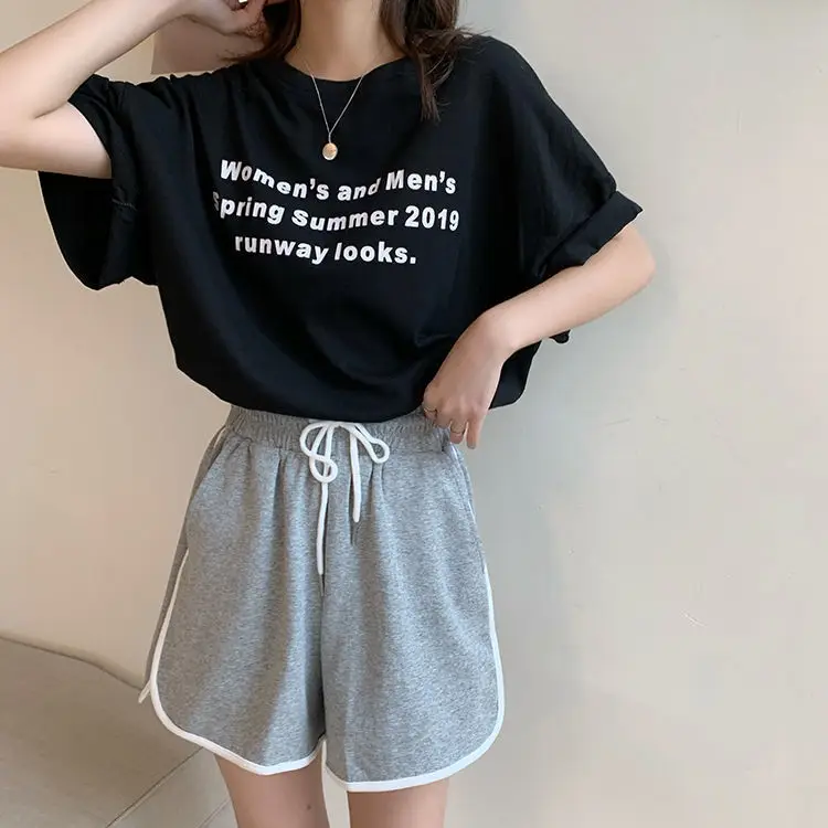 Women Black Cotton Drawstring Shorts 2025 Summer — feature 18