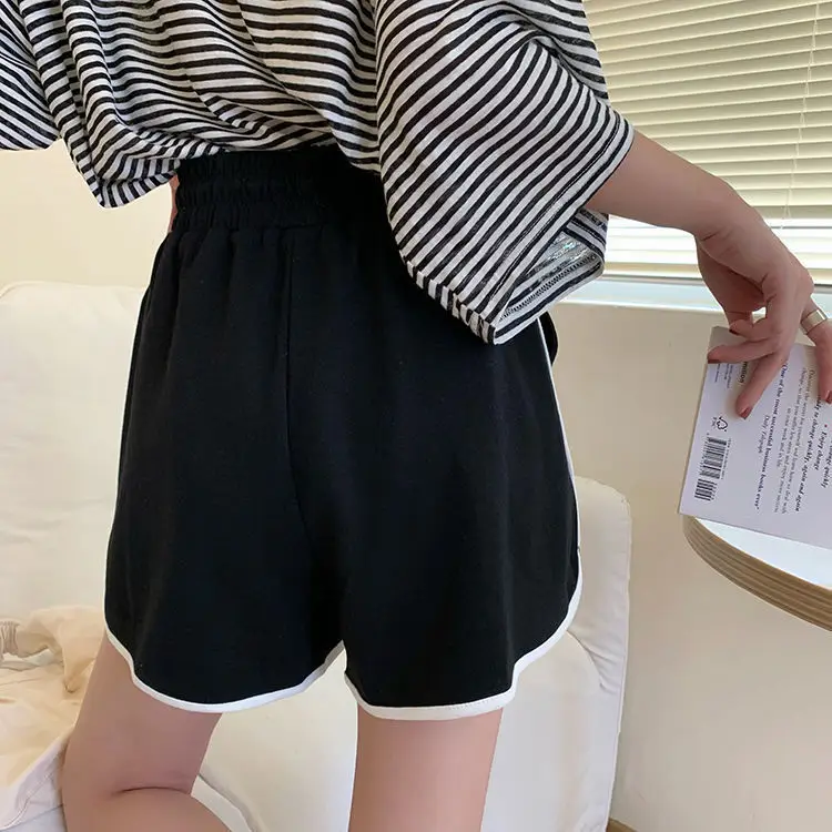 Women Black Cotton Drawstring Shorts 2025 Summer — feature 19