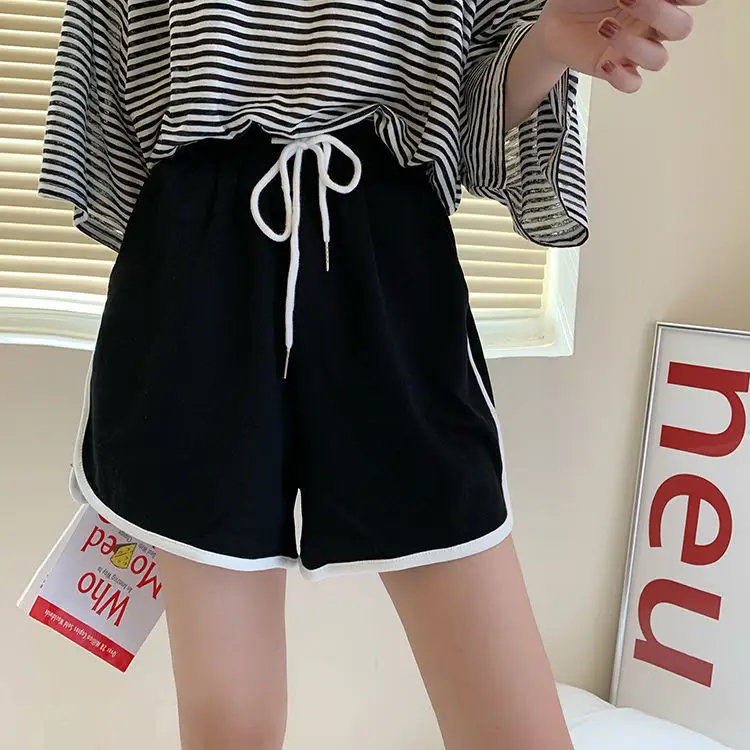 Women Black Cotton Drawstring Shorts 2025 Summer — feature 2