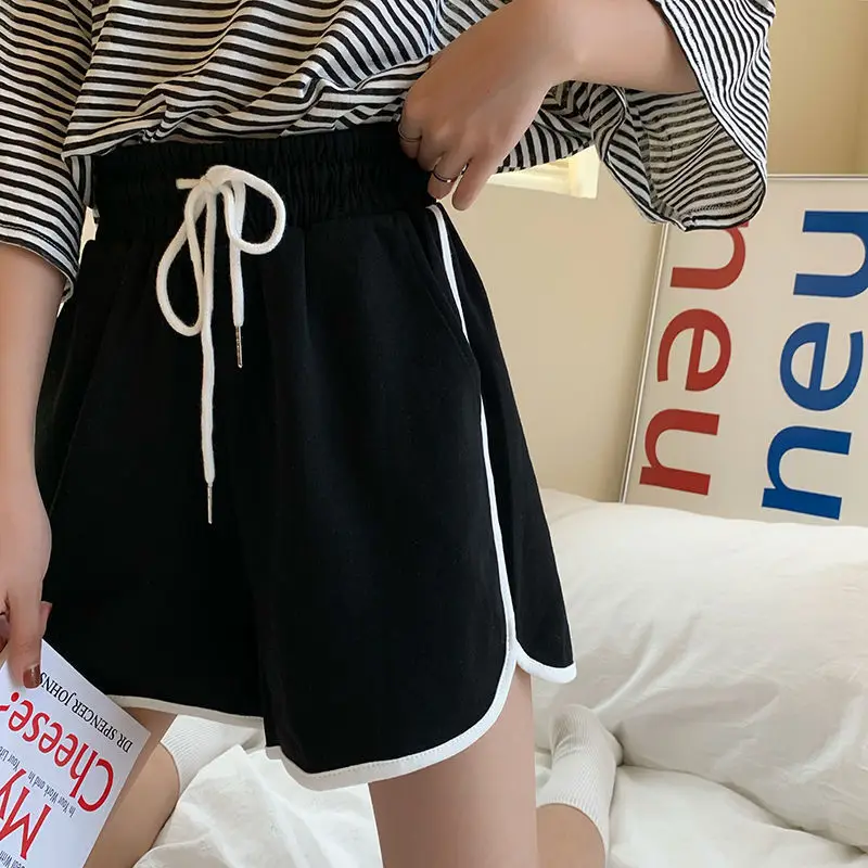 Women Black Cotton Drawstring Shorts 2025 Summer — feature 6