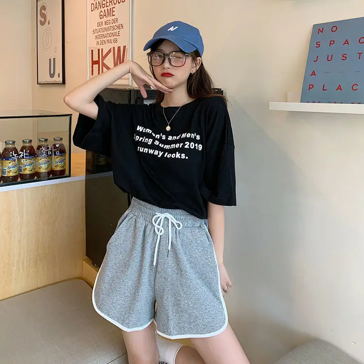 Women Black Cotton Drawstring Shorts 2025 Summer — feature 8