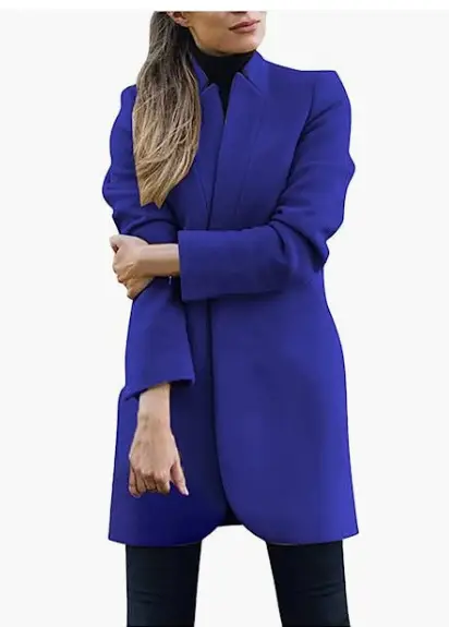 Women Woolen Plain Jacket Large Winter Grey - Image 4