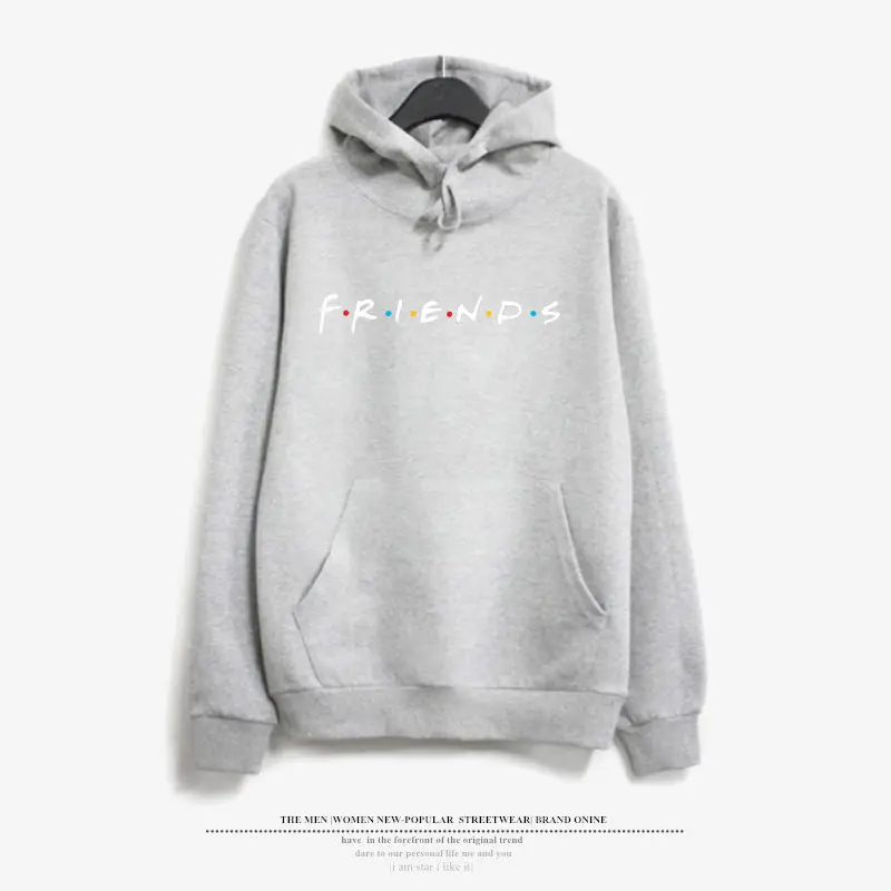 Pink Friends Printed Sweatshirt Long Sleeve Hooded