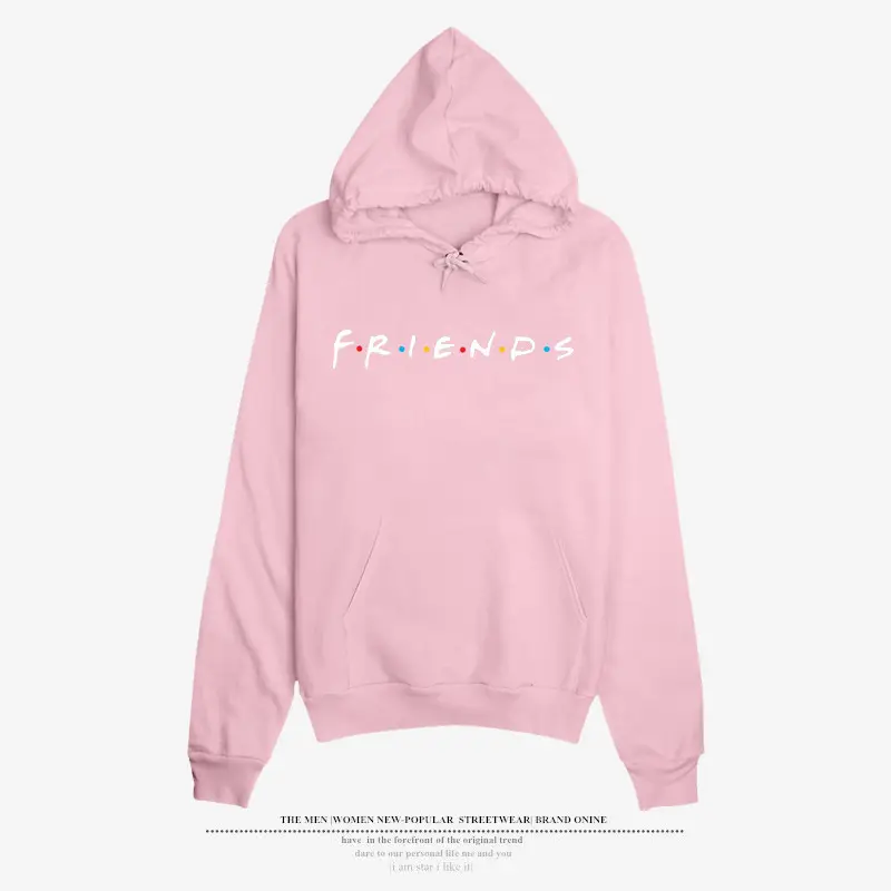 Pink Friends Printed Sweatshirt Long Sleeve Hooded