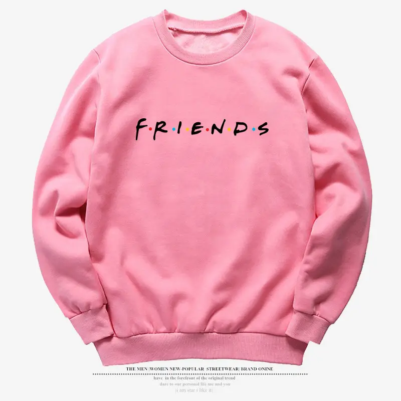 Pink Friends Printed Sweatshirt Long Sleeve Hooded
