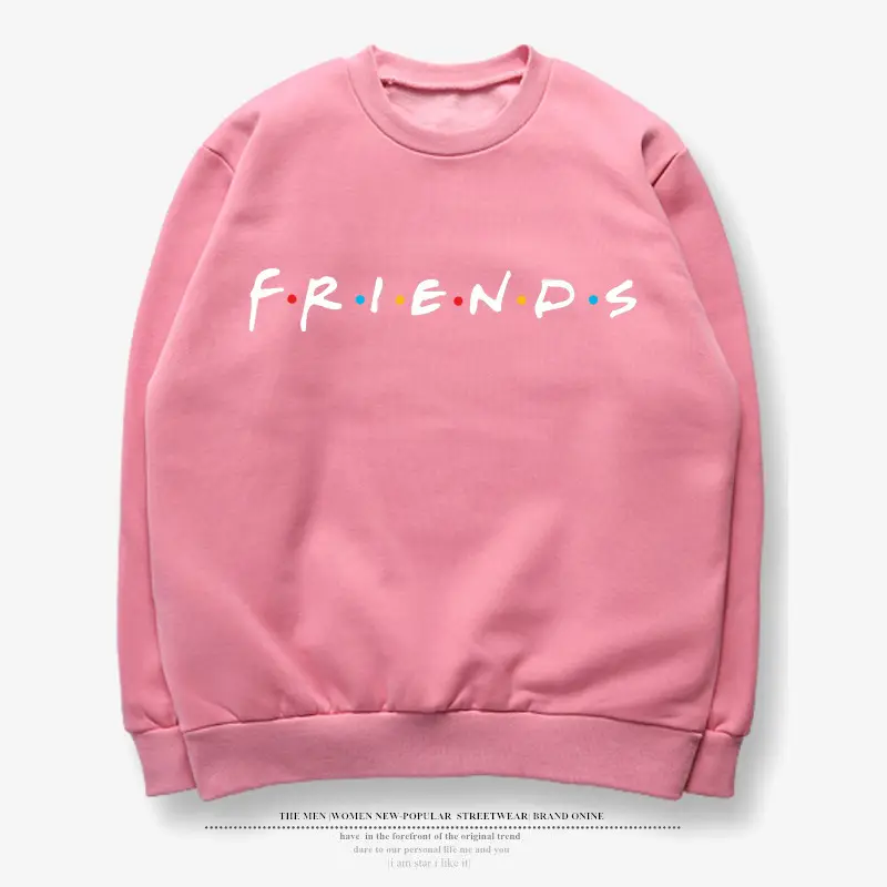 Pink Friends Printed Sweatshirt Long Sleeve Hooded