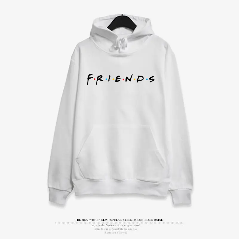 Pink Friends Printed Sweatshirt Long Sleeve Hooded