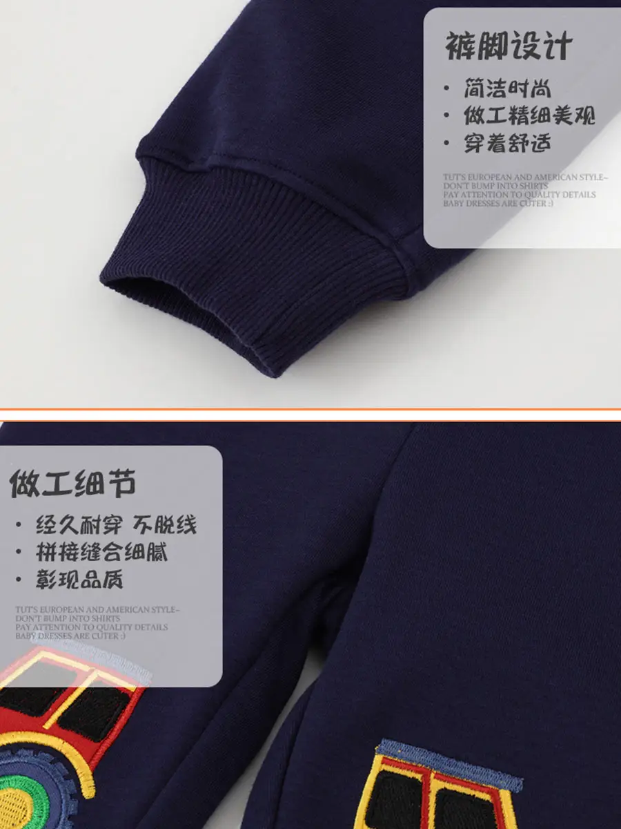 2025 Boys Sweatshirt Pants Navy Blue Cartoon Design - Image 4