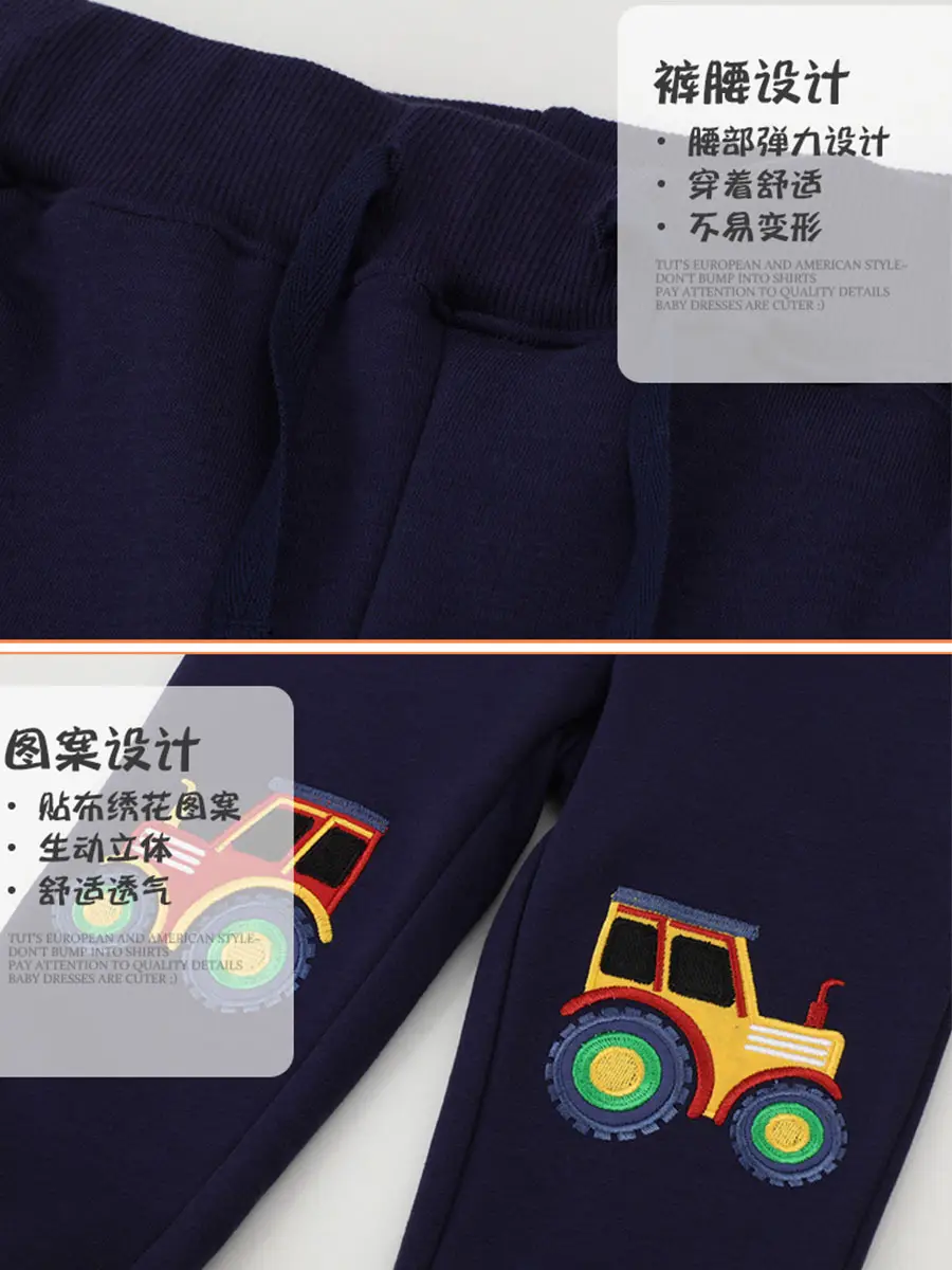 2025 Boys Sweatshirt Pants Navy Blue Cartoon Design - Image 5