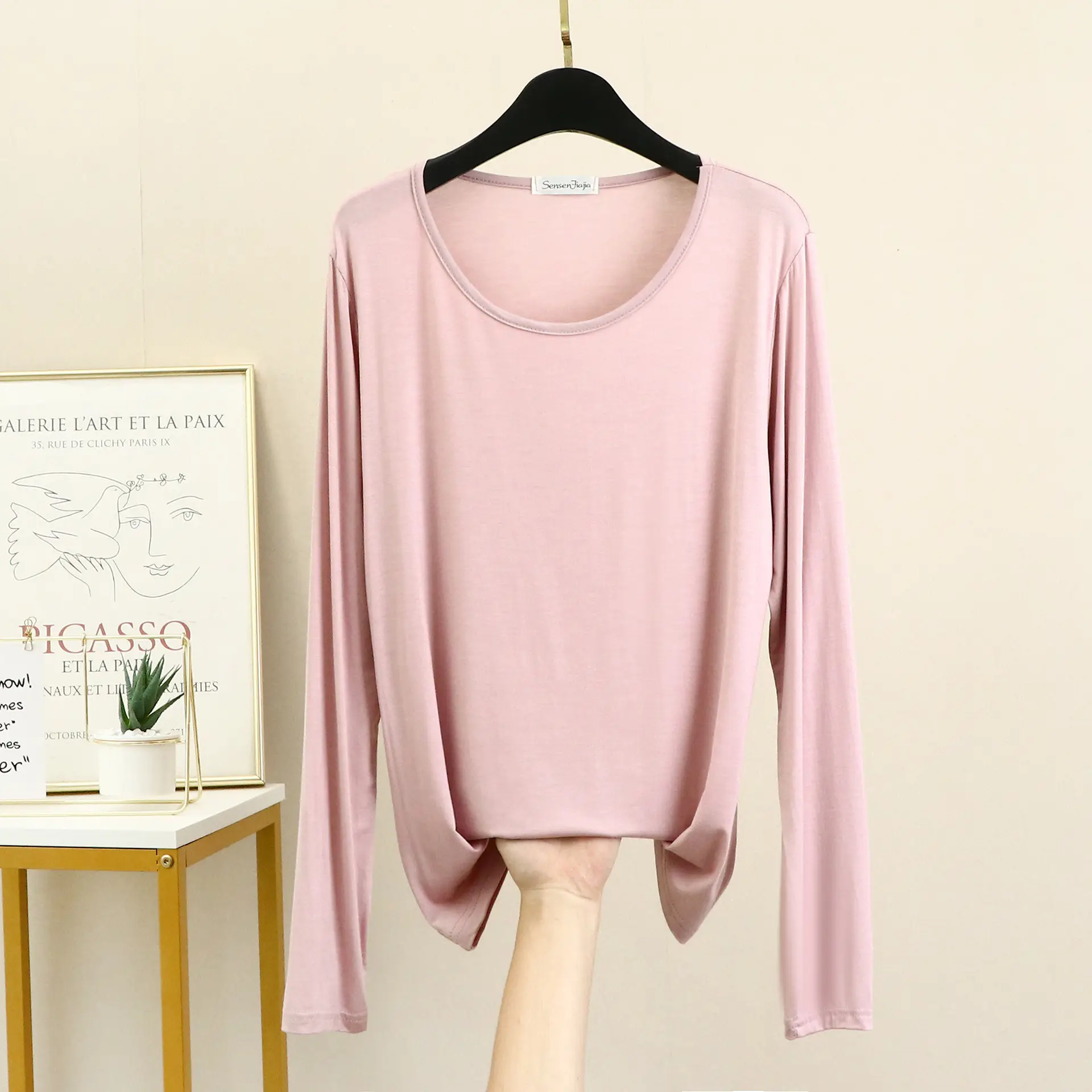 Women's White Long Sleeve T-Shirt Slim Fit Spring Autumn - Image 8