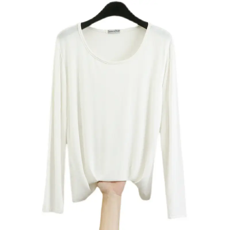 Women's White Long Sleeve T-Shirt Slim Fit Spring Autumn - Image 11