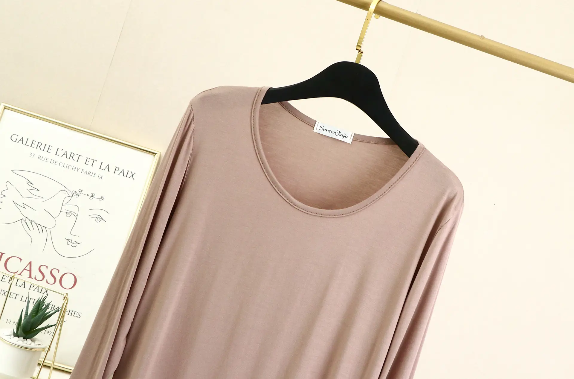 Women's White Long Sleeve T-Shirt Slim Fit Spring Autumn — feature 19