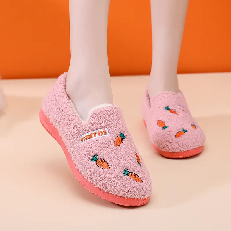 Cute Cartoon Fleece Lined Winter Slippers for Women