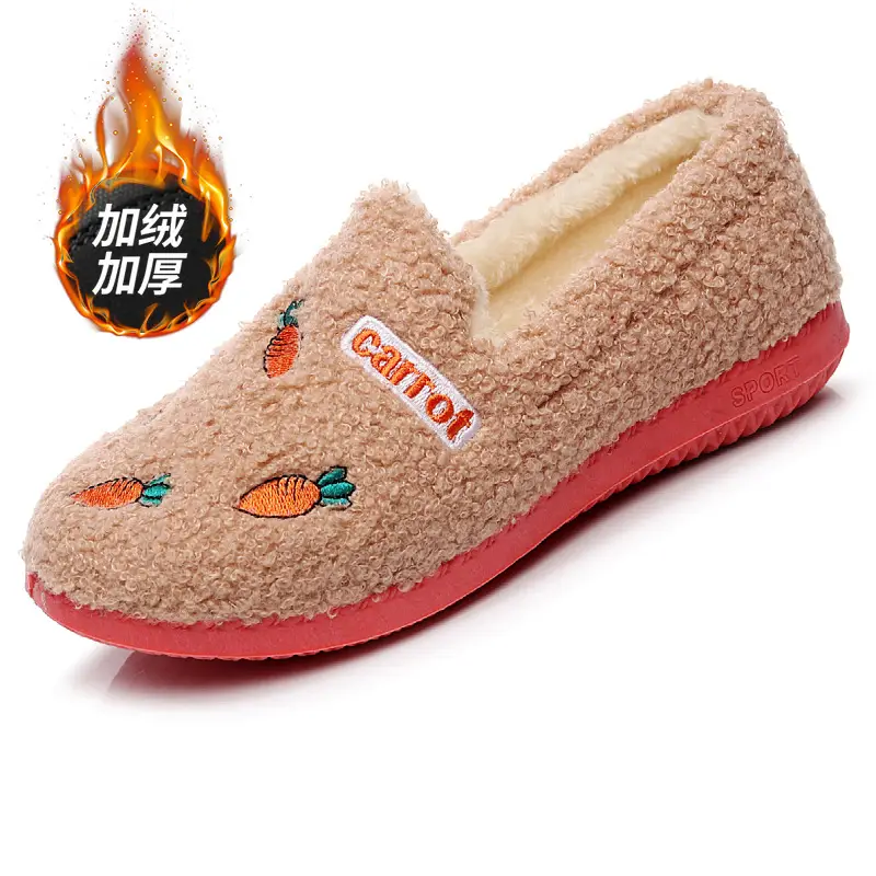 Cute Cartoon Fleece Lined Winter Slippers for Women