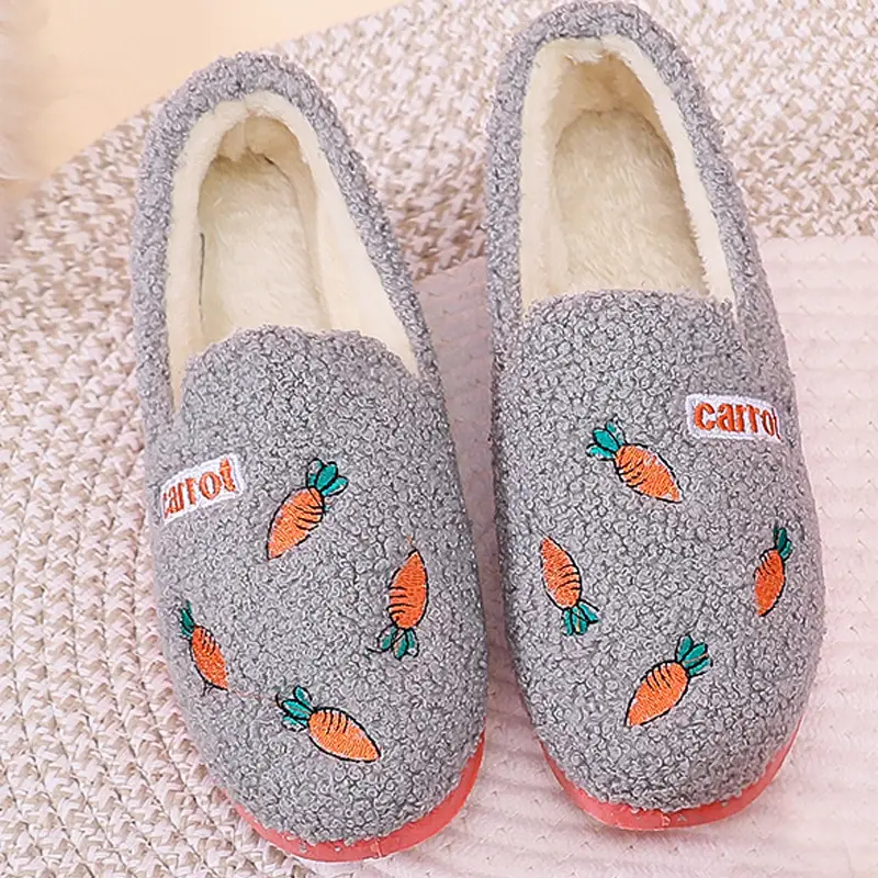 Cute Cartoon Fleece Lined Winter Slippers for Women