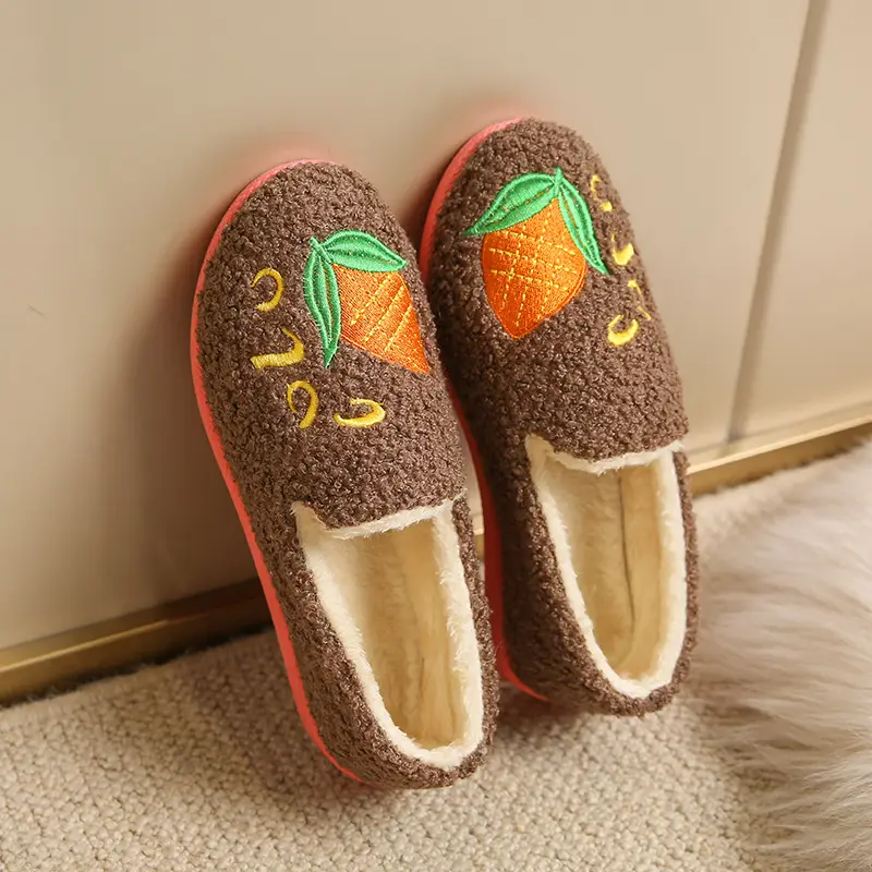Cute Cartoon Fleece Lined Winter Slippers for Women