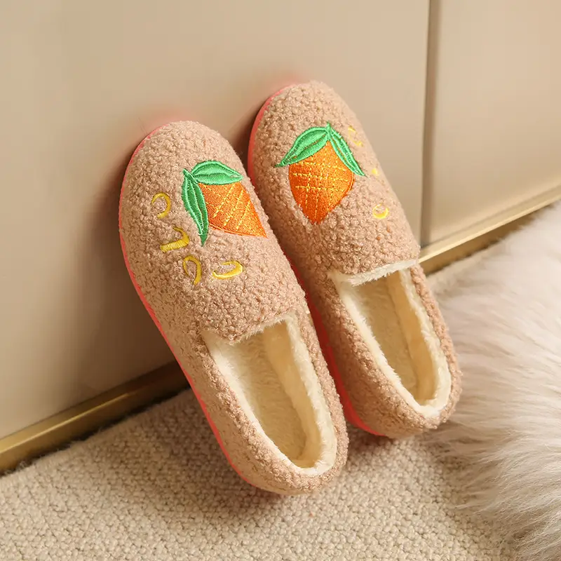 Cute Cartoon Fleece Lined Winter Slippers for Women