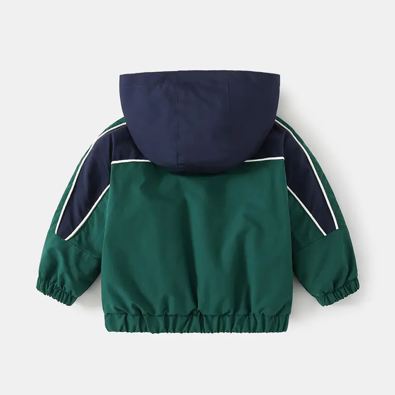 Children's Hooded Jacket Green Blue Zipper 2022 Winter Boys - Image 2