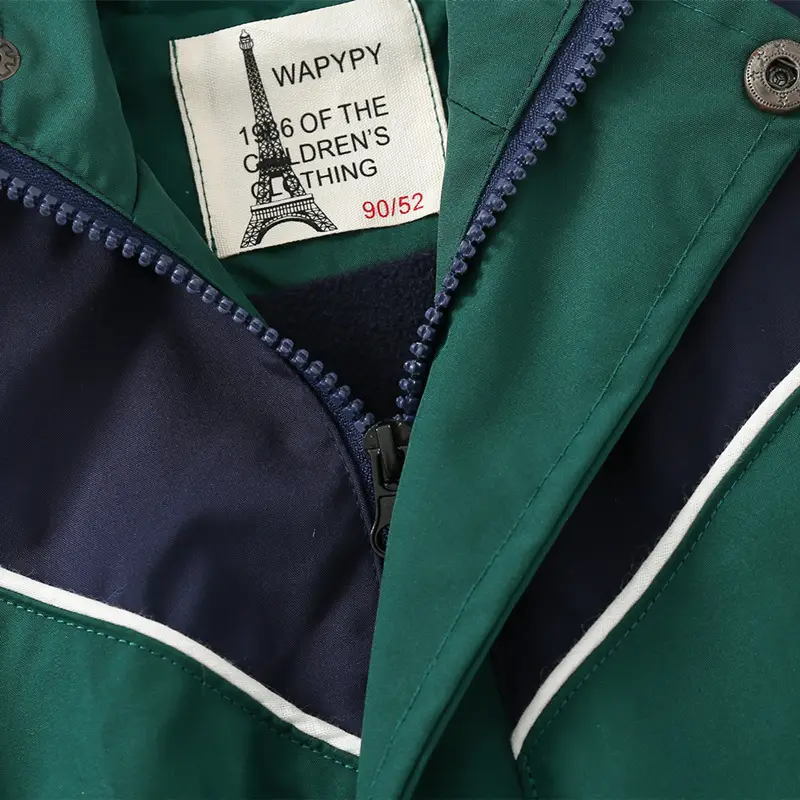 Children's Hooded Jacket Green Blue Zipper 2022 Winter Boys - Image 3