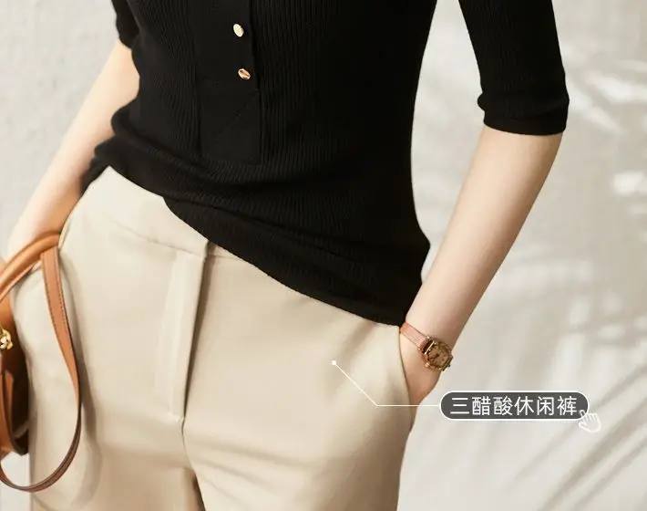 Women Knitted Button Front Top Olive Green 2025 — feature 3