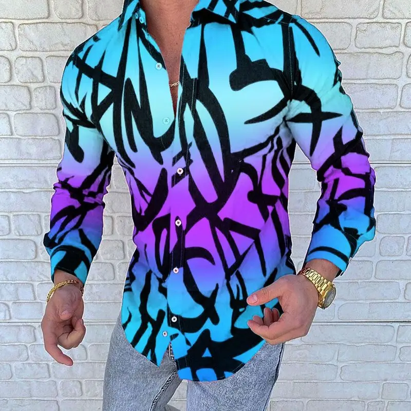 2021 Red Black Abstract Print Men's Cardigan Top - Image 6