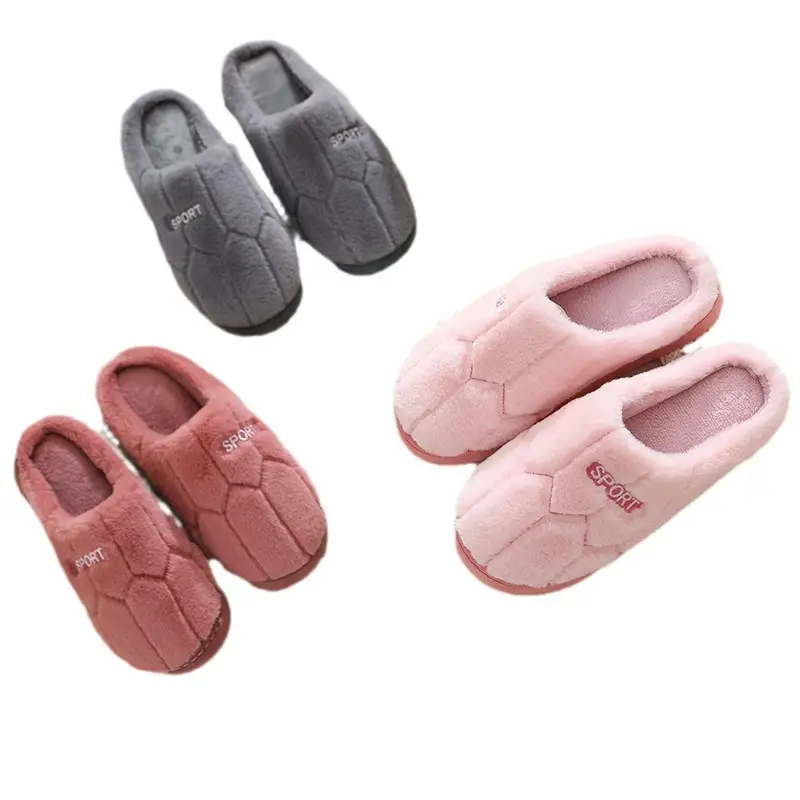 Autumn and Winter Cotton Slippers for Men's Home Indoor Fleece-Lined to Heattech Couples Home Furry Slippers for Women Winter