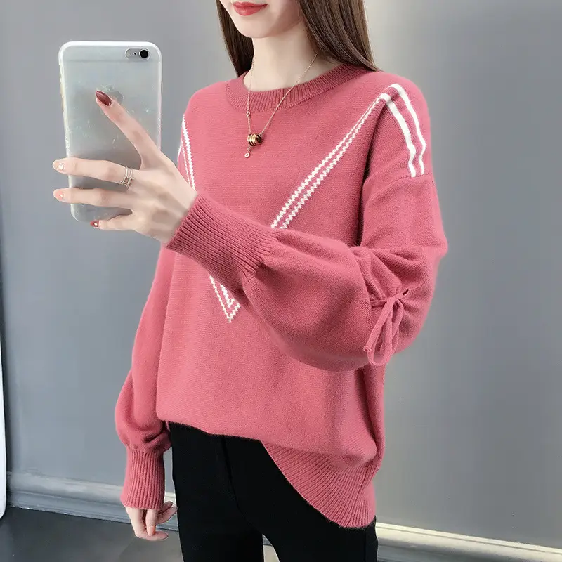 Women Yellow Bow Sweet Lace-up Long Sleeve Crewneck Sweater