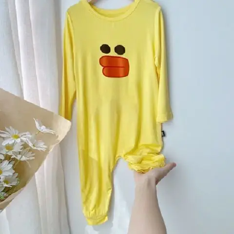 Yellow Cartoon Face Infant Jumpsuit Spring Summer Boys Girls - Image 6
