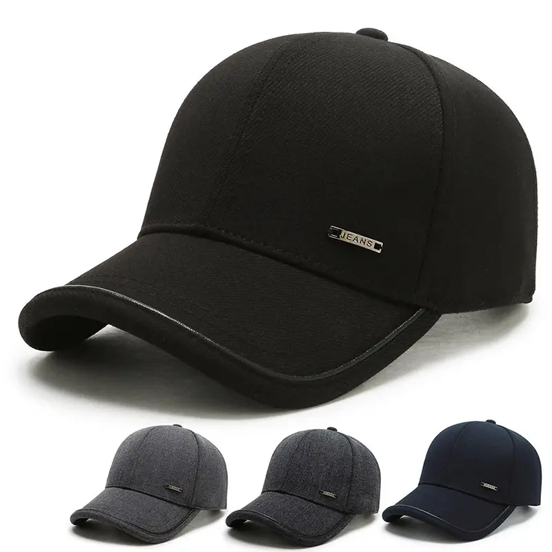 Men Black Fleece Baseball Cap Warm Sunshade - Image 5