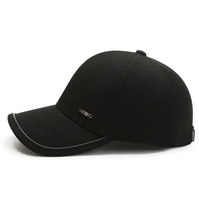 Men Black Fleece Baseball Cap Warm Sunshade - Image 7