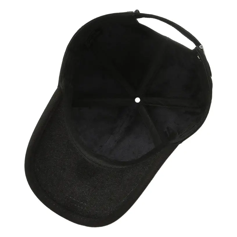 Men Black Fleece Baseball Cap Warm Sunshade