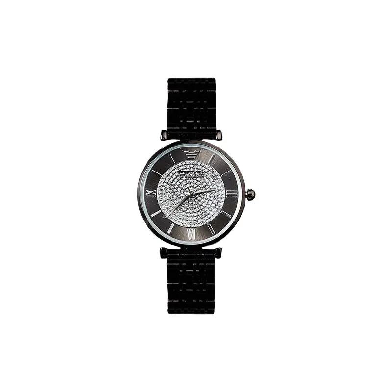 WOMAGE Gold Rhinestone Quartz Watch with Steel Band