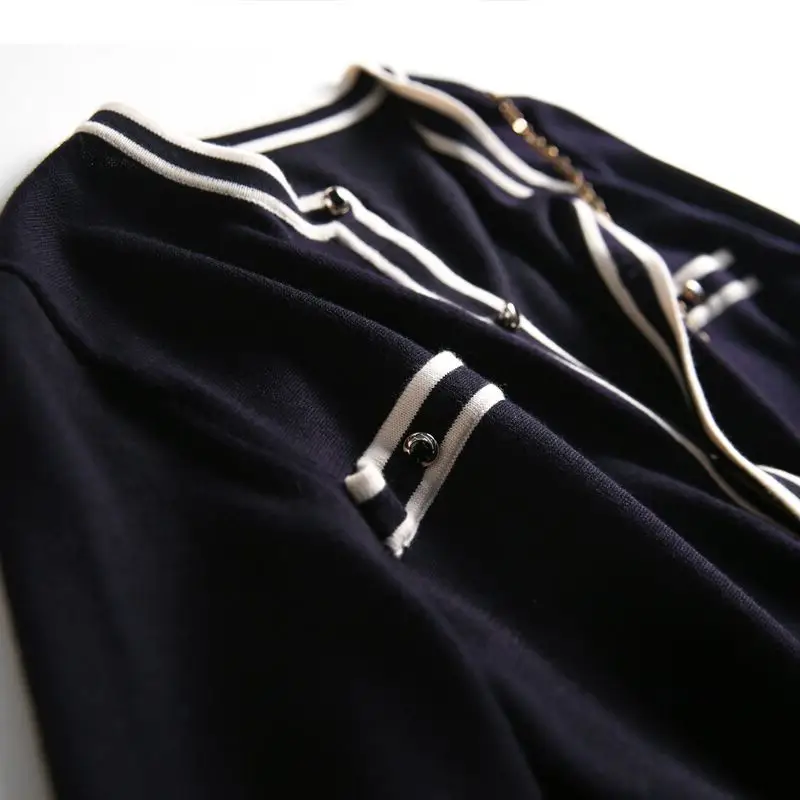 Women Knitted Cardigan with Silver Embroidery & Long Sleeves - Image 3