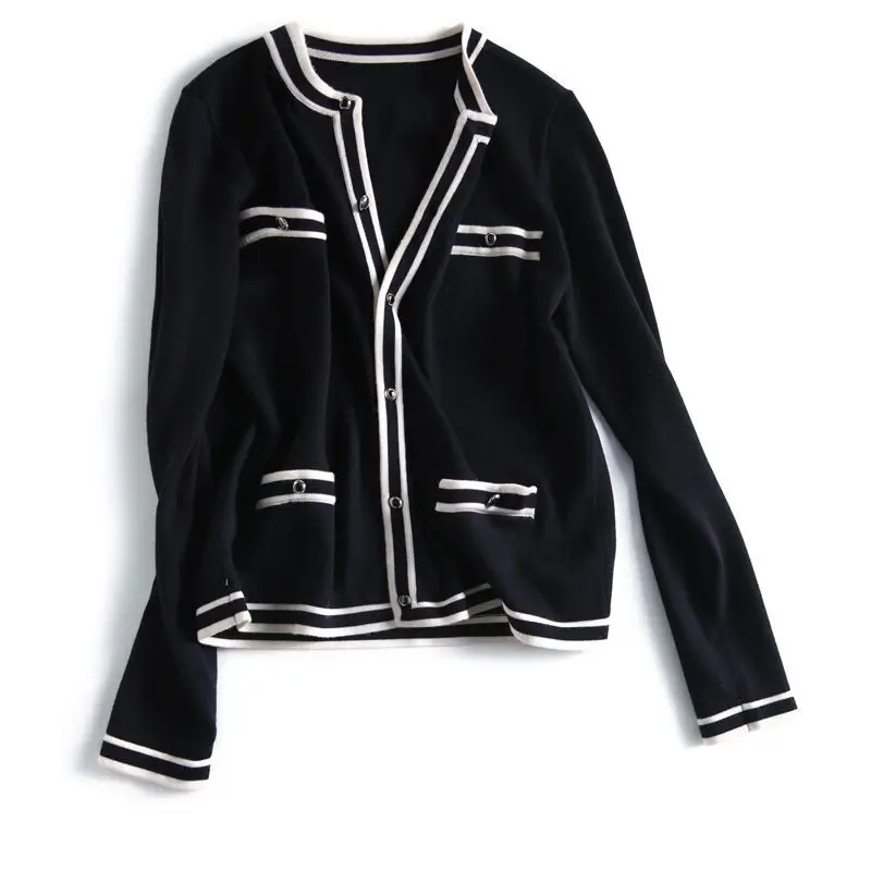 Women Knitted Cardigan with Silver Embroidery & Long Sleeves - Image 5