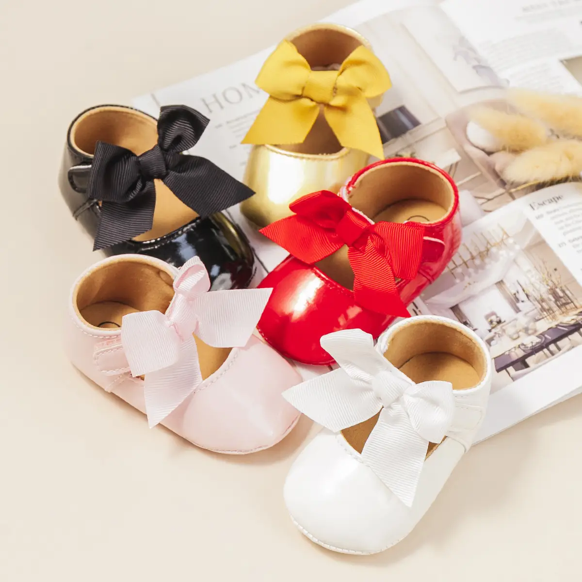 Gold Bow Toddler Shoes Anti-Slip Soft Sole