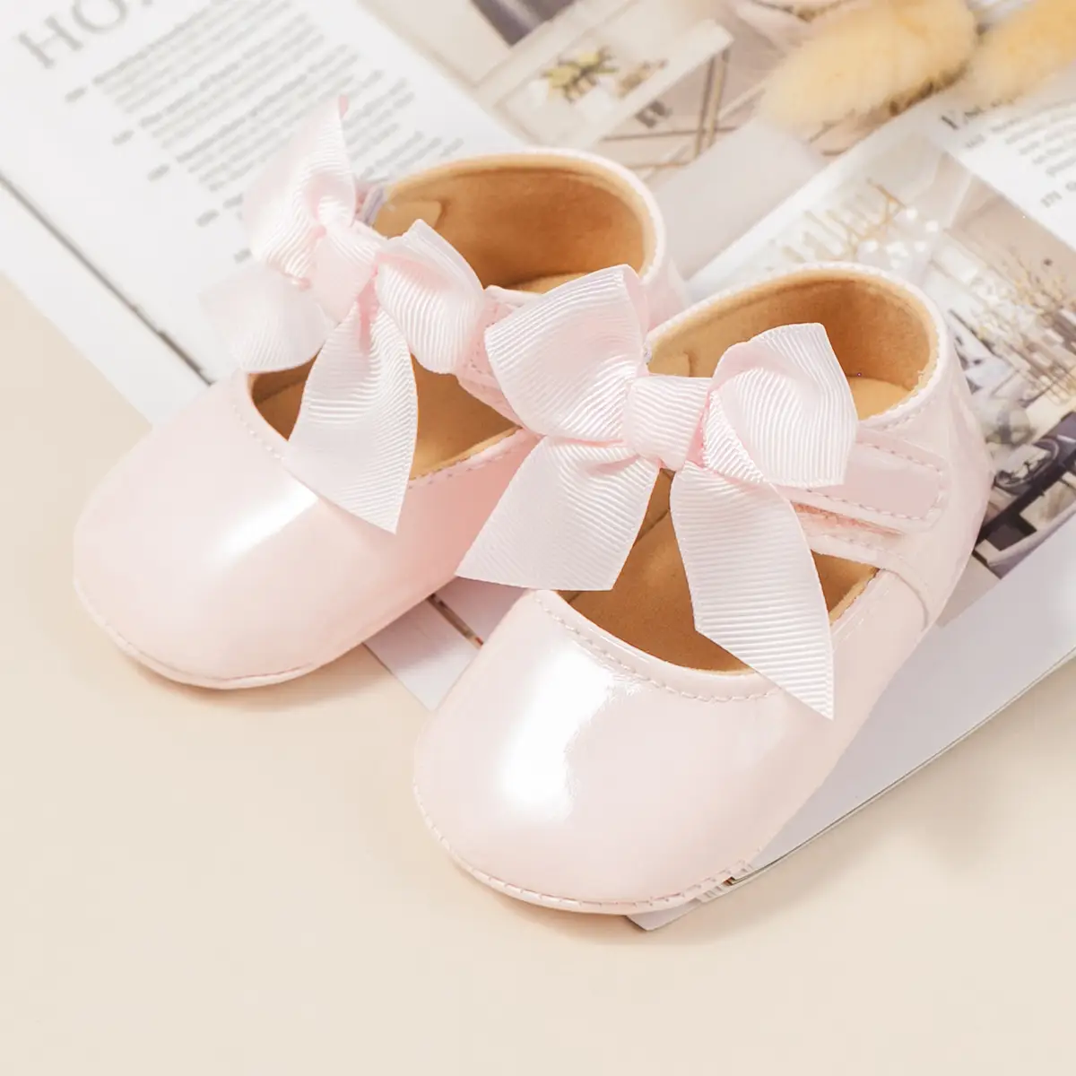 Gold Bow Toddler Shoes Anti-Slip Soft Sole