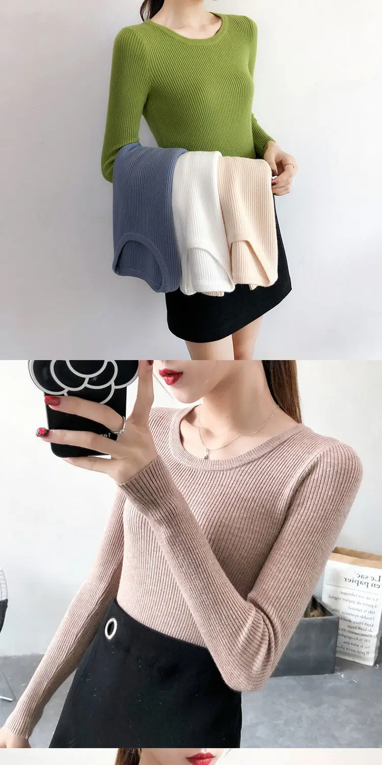 Women Green Knitted Short Neck Shirt Spring Autumn — feature 11