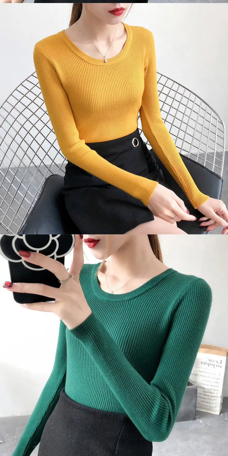 Women Green Knitted Short Neck Shirt Spring Autumn — feature 14