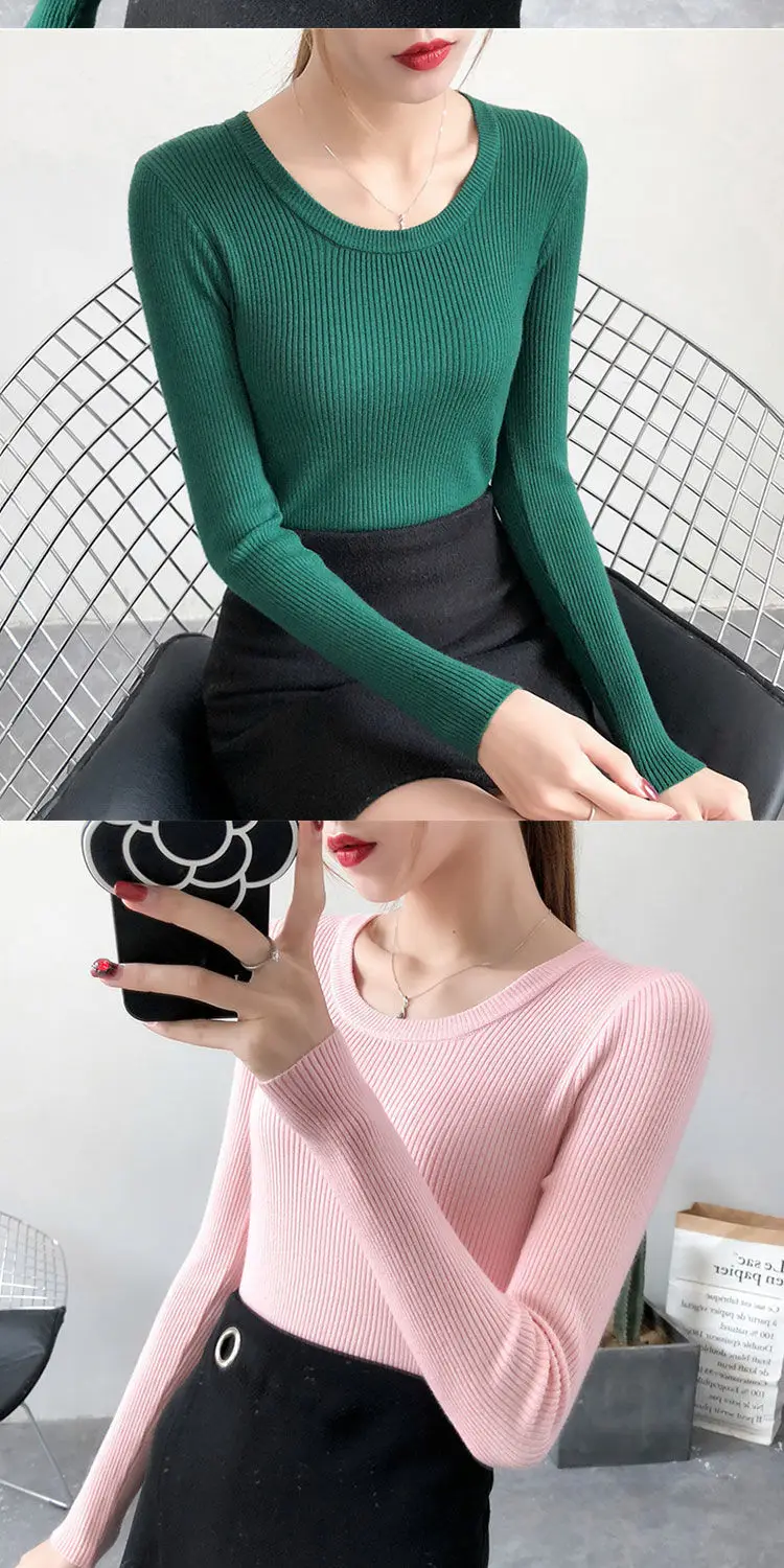 Women Green Knitted Short Neck Shirt Spring Autumn — feature 15