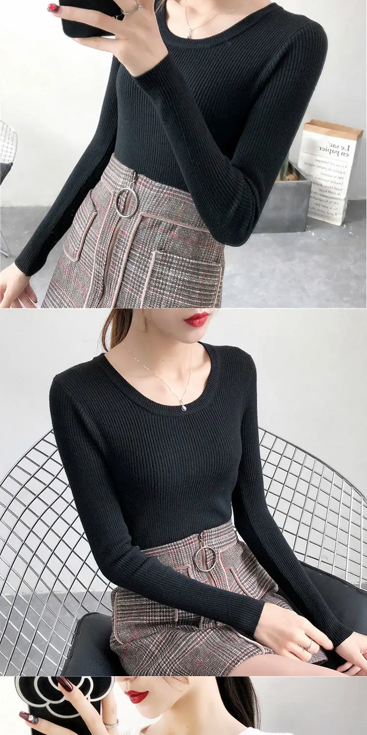 Women Green Knitted Short Neck Shirt Spring Autumn — feature 2
