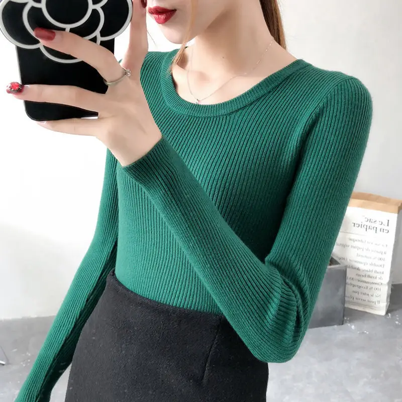 Women Green Knitted Short Neck Shirt Spring Autumn - Image 10