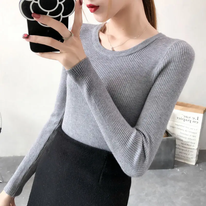 Women Green Knitted Short Neck Shirt Spring Autumn - Image 3