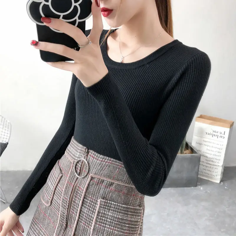Women Green Knitted Short Neck Shirt Spring Autumn - Image 5
