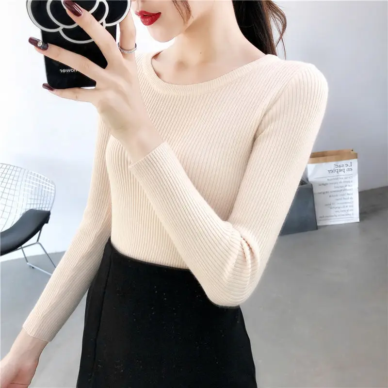 Women Green Knitted Short Neck Shirt Spring Autumn - Image 6