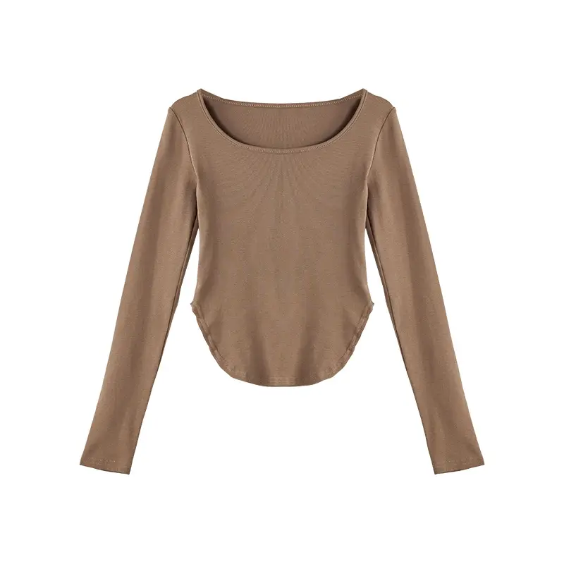 Women's Gray Slim Fit Round Neck T-Shirt - Image 10