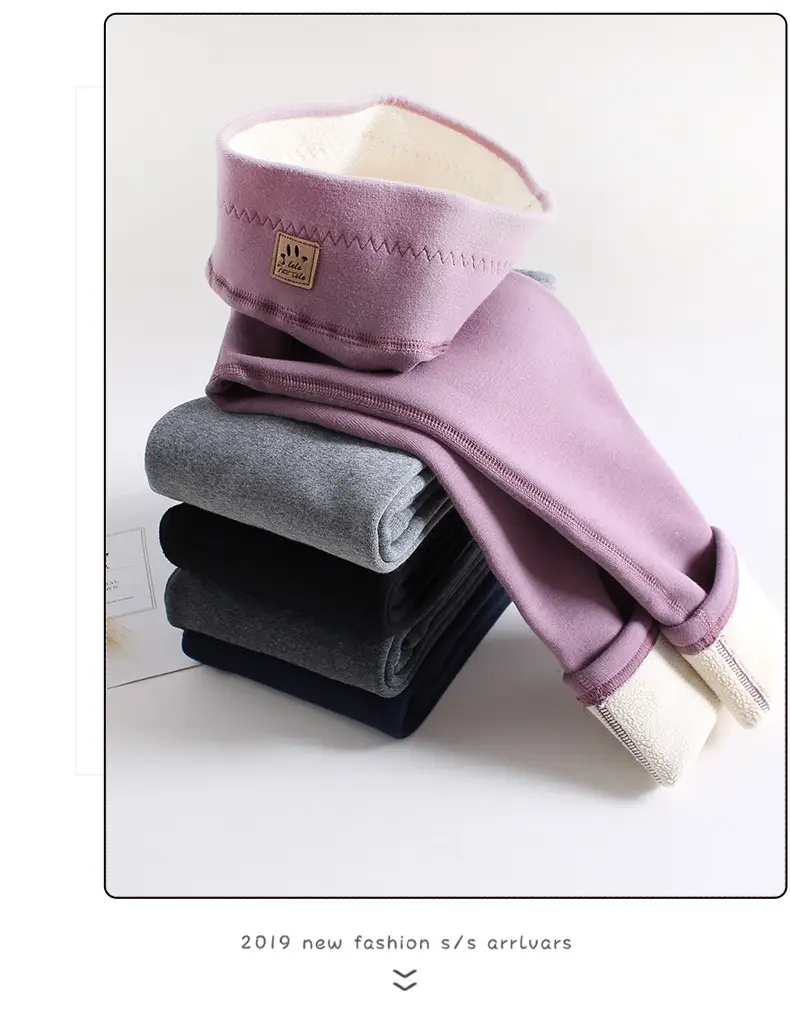 Girls Fleece Leggings Black High Waist Winter — feature 15
