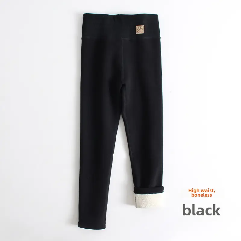 Girls Fleece Leggings Black High Waist Winter - Image 2