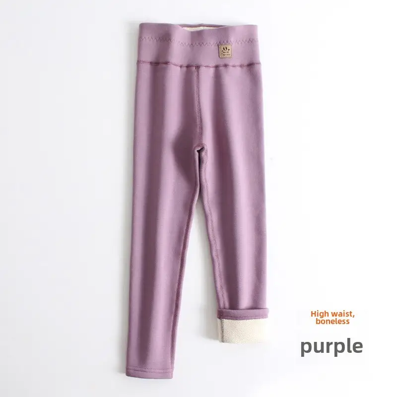 Girls Fleece Leggings Black High Waist Winter - Image 26